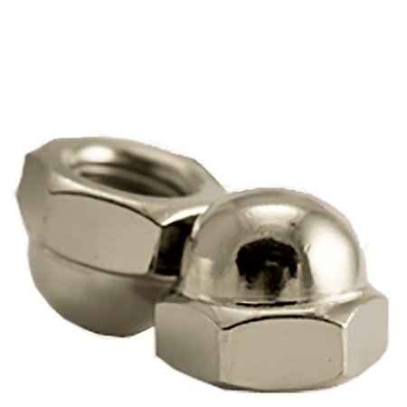 NEWPORT FASTENERS Low Crown Cap Nut, 5/16"-18, Steel, Nickel Plated, 0.385 in H, 100 PK 529520-PR-100